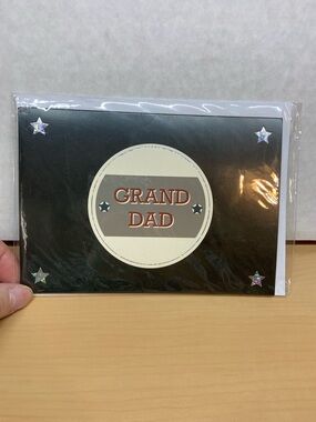 Grand Dad Pop Up Greeting Card - Black with Cream & Red Accents